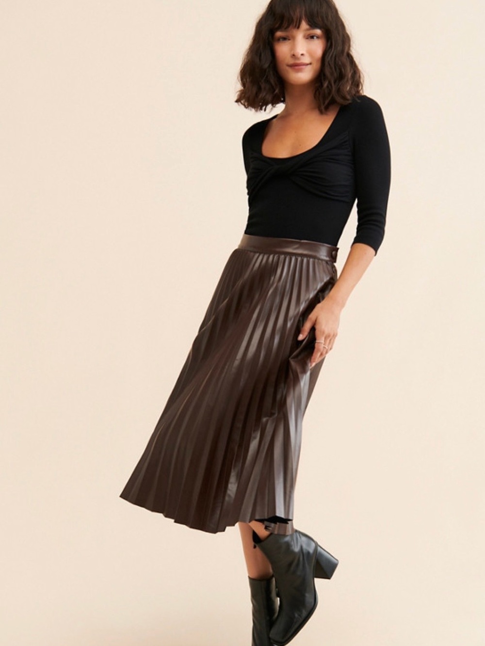mare leather-look Maxi Skirt in Brown